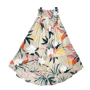 NWT Patrons of Peace Tropical Floral Boho High Low Tiered Maxi Skirt